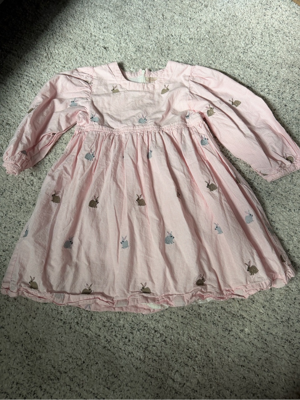 Pink Chicken Light Pink Dress with Bunny rabbit Embroidery size 5